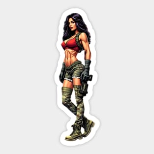 Latina Señorita with Gun Sticker